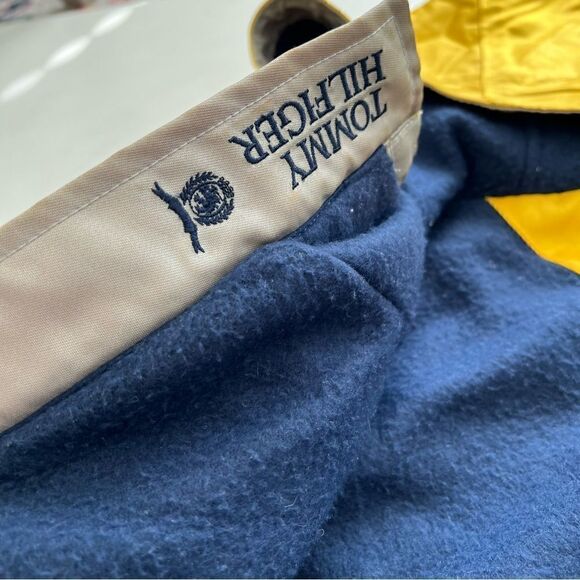 Vtg Tommy Hilfiger Big Flag Logo Gold Hooded Parka Jacket Metallic Mens Size L - Picture 12 of 15